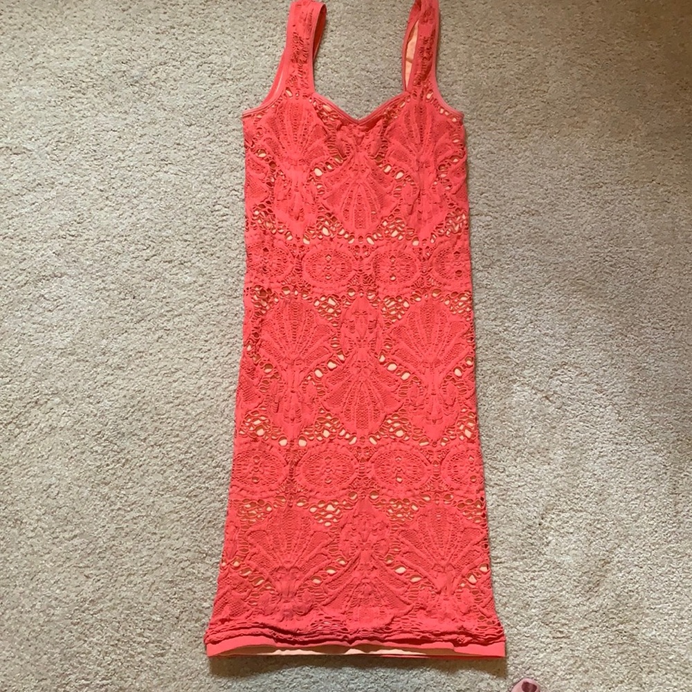 Coral color body on with nude underlay.